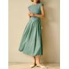 imageImily Bela Womens Casual Cap Sleeve Midi Dress Crewneck Swing Flowy Empire Waist Long Dress 2025 Summer Trendy OutfitsMint