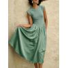 imageImily Bela Womens Casual Cap Sleeve Midi Dress Crewneck Swing Flowy Empire Waist Long Dress 2025 Summer Trendy OutfitsMint