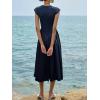 imageImily Bela Womens Casual Cap Sleeve Midi Dress Crewneck Swing Flowy Empire Waist Long Dress 2025 Summer Trendy OutfitsNavy
