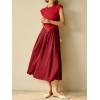 imageImily Bela Womens Casual Cap Sleeve Midi Dress Crewneck Swing Flowy Empire Waist Long Dress 2025 Summer Trendy OutfitsWine Red