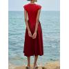 imageImily Bela Womens Casual Cap Sleeve Midi Dress Crewneck Swing Flowy Empire Waist Long Dress 2025 Summer Trendy OutfitsWine Red