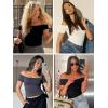 imageImily Bela Womens Off The Shoulder Tops Short Sleeve Top Quick Dry T Shirts Trendy Y2k Going Out Crop Tops Slim Fit 2025Fuchsia