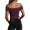 imageImily Bela Womens Off The Shoulder Tops Short Sleeve Top Quick Dry T Shirts Trendy Y2k Going Out Crop Tops Slim Fit 2025Fuchsia