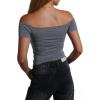 imageImily Bela Womens Off The Shoulder Tops Short Sleeve Top Quick Dry T Shirts Trendy Y2k Going Out Crop Tops Slim Fit 2025Grey
