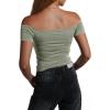 imageImily Bela Womens Off The Shoulder Tops Short Sleeve Top Quick Dry T Shirts Trendy Y2k Going Out Crop Tops Slim Fit 2025Light Green