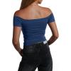imageImily Bela Womens Off The Shoulder Tops Short Sleeve Top Quick Dry T Shirts Trendy Y2k Going Out Crop Tops Slim Fit 2025Navy