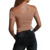 imageImily Bela Womens Off The Shoulder Tops Short Sleeve Top Quick Dry T Shirts Trendy Y2k Going Out Crop Tops Slim Fit 2025Orange Red
