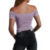 imageImily Bela Womens Off The Shoulder Tops Short Sleeve Top Quick Dry T Shirts Trendy Y2k Going Out Crop Tops Slim Fit 2025Violet