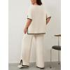imageImily Bela Womens Plus Size Lounge Sets 2 Piece Outfits Short Sleeve Pullover Tops Wide Leg Pants Summer Travel OutfitsApricot