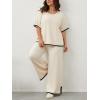 imageImily Bela Womens Plus Size Lounge Sets 2 Piece Outfits Short Sleeve Pullover Tops Wide Leg Pants Summer Travel OutfitsApricot