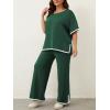 imageImily Bela Womens Plus Size Lounge Sets 2 Piece Outfits Short Sleeve Pullover Tops Wide Leg Pants Summer Travel OutfitsArmy Green