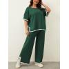imageImily Bela Womens Plus Size Lounge Sets 2 Piece Outfits Short Sleeve Pullover Tops Wide Leg Pants Summer Travel OutfitsArmy Green