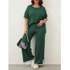imageImily Bela Womens Plus Size Lounge Sets 2 Piece Outfits Short Sleeve Pullover Tops Wide Leg Pants Summer Travel OutfitsArmy Green