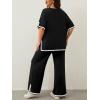 imageImily Bela Womens Plus Size Lounge Sets 2 Piece Outfits Short Sleeve Pullover Tops Wide Leg Pants Summer Travel OutfitsBlack