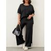 imageImily Bela Womens Plus Size Lounge Sets 2 Piece Outfits Short Sleeve Pullover Tops Wide Leg Pants Summer Travel OutfitsBlack