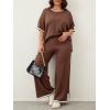 imageImily Bela Womens Plus Size Lounge Sets 2 Piece Outfits Short Sleeve Pullover Tops Wide Leg Pants Summer Travel OutfitsBrown
