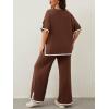 imageImily Bela Womens Plus Size Lounge Sets 2 Piece Outfits Short Sleeve Pullover Tops Wide Leg Pants Summer Travel OutfitsBrown
