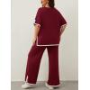 imageImily Bela Womens Plus Size Lounge Sets 2 Piece Outfits Short Sleeve Pullover Tops Wide Leg Pants Summer Travel OutfitsBurgundy
