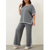 imageImily Bela Womens Plus Size Lounge Sets 2 Piece Outfits Short Sleeve Pullover Tops Wide Leg Pants Summer Travel OutfitsGrey