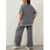 imageImily Bela Womens Plus Size Lounge Sets 2 Piece Outfits Short Sleeve Pullover Tops Wide Leg Pants Summer Travel OutfitsGrey