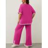 imageImily Bela Womens Plus Size Lounge Sets 2 Piece Outfits Short Sleeve Pullover Tops Wide Leg Pants Summer Travel OutfitsHot Pink