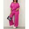 imageImily Bela Womens Plus Size Lounge Sets 2 Piece Outfits Short Sleeve Pullover Tops Wide Leg Pants Summer Travel OutfitsHot Pink
