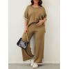 imageImily Bela Womens Plus Size Lounge Sets 2 Piece Outfits Short Sleeve Pullover Tops Wide Leg Pants Summer Travel OutfitsKhaki