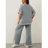 imageImily Bela Womens Plus Size Lounge Sets 2 Piece Outfits Short Sleeve Pullover Tops Wide Leg Pants Summer Travel OutfitsLight Grey
