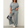 imageImily Bela Womens Plus Size Lounge Sets 2 Piece Outfits Short Sleeve Pullover Tops Wide Leg Pants Summer Travel OutfitsLight Grey
