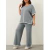 imageImily Bela Womens Plus Size Lounge Sets 2 Piece Outfits Short Sleeve Pullover Tops Wide Leg Pants Summer Travel OutfitsLight Grey