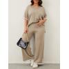 imageImily Bela Womens Plus Size Lounge Sets 2 Piece Outfits Short Sleeve Pullover Tops Wide Leg Pants Summer Travel OutfitsLight Khaki