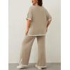 imageImily Bela Womens Plus Size Lounge Sets 2 Piece Outfits Short Sleeve Pullover Tops Wide Leg Pants Summer Travel OutfitsLight Khaki