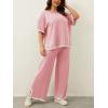 imageImily Bela Womens Plus Size Lounge Sets 2 Piece Outfits Short Sleeve Pullover Tops Wide Leg Pants Summer Travel OutfitsPink