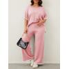 imageImily Bela Womens Plus Size Lounge Sets 2 Piece Outfits Short Sleeve Pullover Tops Wide Leg Pants Summer Travel OutfitsPink