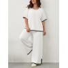 imageImily Bela Womens Plus Size Lounge Sets 2 Piece Outfits Short Sleeve Pullover Tops Wide Leg Pants Summer Travel OutfitsWhite