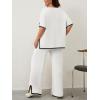 imageImily Bela Womens Plus Size Lounge Sets 2 Piece Outfits Short Sleeve Pullover Tops Wide Leg Pants Summer Travel OutfitsWhite