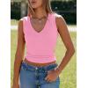 imageImily Bela Womens Ribbed Tank Tops Summer Slim Fit V Neck Tops Casual Basic Knit Sleeveless ShirtsPink