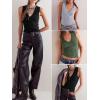 imageImily Bela Womens Ribbed Tank Tops Summer Slim Fit V Neck Tops Casual Basic Knit Sleeveless ShirtsWhite
