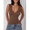 imageImily Bela Womens Sexy Plunge Deep V Neck Going Out Tank Top Summer Sleeveless Slim Fitted Workout TopsBrown