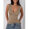 imageImily Bela Womens Sexy Plunge Deep V Neck Going Out Tank Top Summer Sleeveless Slim Fitted Workout TopsKhaki