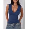 imageImily Bela Womens Sexy Plunge Deep V Neck Going Out Tank Top Summer Sleeveless Slim Fitted Workout TopsNavy Blue