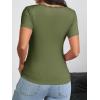 imageImily Bela Womens Sexy V Neck T Shirts Summer Lace Short Sleeve Slim Fit Y2k Going Out Crop TopsArmy Green