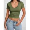 imageImily Bela Womens Sexy V Neck T Shirts Summer Lace Short Sleeve Slim Fit Y2k Going Out Crop TopsArmy Green