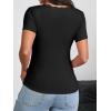imageImily Bela Womens Sexy V Neck T Shirts Summer Lace Short Sleeve Slim Fit Y2k Going Out Crop TopsBlack