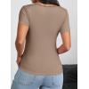 imageImily Bela Womens Sexy V Neck T Shirts Summer Lace Short Sleeve Slim Fit Y2k Going Out Crop TopsKhaki