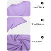 imageImily Bela Womens Sexy V Neck T Shirts Summer Lace Short Sleeve Slim Fit Y2k Going Out Crop TopsLight Purple
