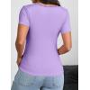 imageImily Bela Womens Sexy V Neck T Shirts Summer Lace Short Sleeve Slim Fit Y2k Going Out Crop TopsLight Purple