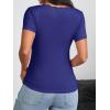 imageImily Bela Womens Sexy V Neck T Shirts Summer Lace Short Sleeve Slim Fit Y2k Going Out Crop TopsNavy
