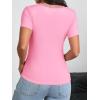 imageImily Bela Womens Sexy V Neck T Shirts Summer Lace Short Sleeve Slim Fit Y2k Going Out Crop TopsPink