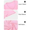 imageImily Bela Womens Sexy V Neck T Shirts Summer Lace Short Sleeve Slim Fit Y2k Going Out Crop TopsPink